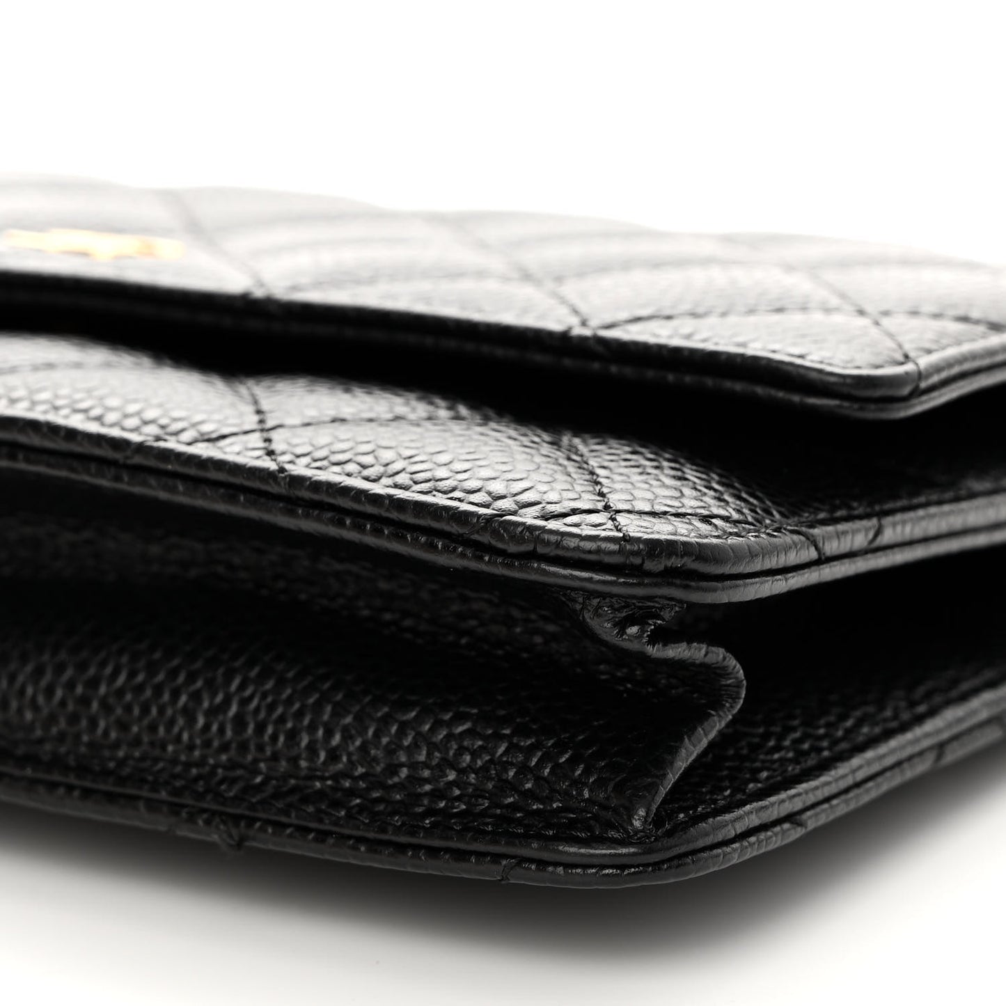 Caviar Quilted Wallet on Chain WOC Black