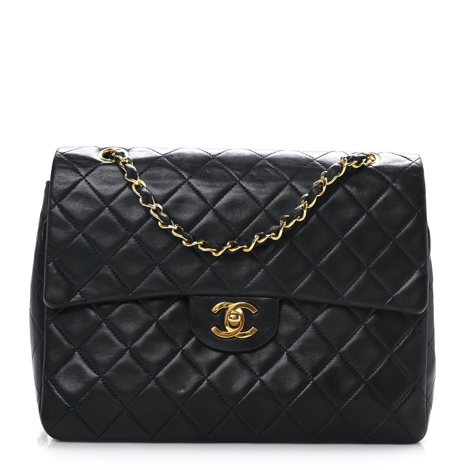 Chanel Lambskin Quilted Medium Double Flap Navy 1 of 8