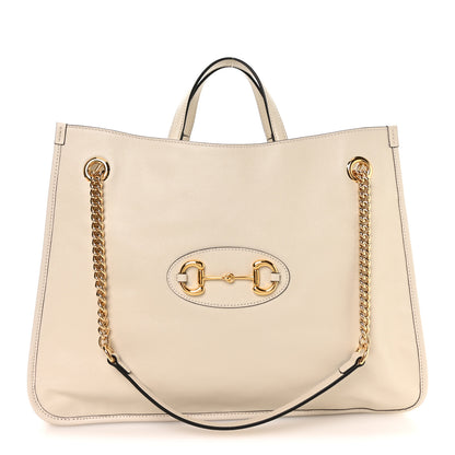 Gucci New Sakai Calfskin Lux Large Horsebit 1955 Tote Bag Mystic White 1 of 10