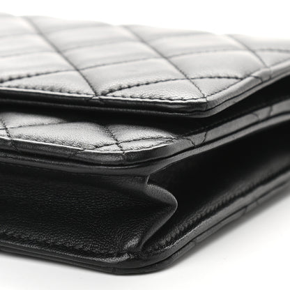 Chanel Lambskin Quilted CC Pearl Crush Wallet on Chain WOC Black 10 of 10