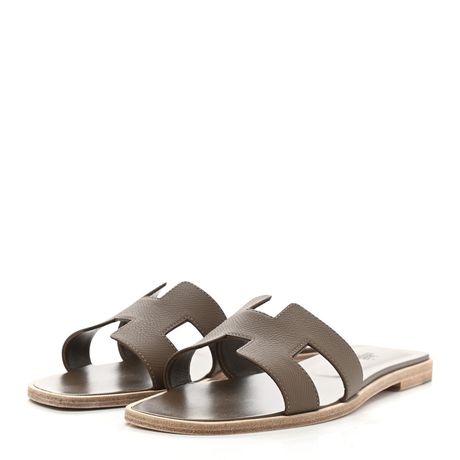 Hermes Epsom Oran Sandals 38.5 Etoupe 3 of 9