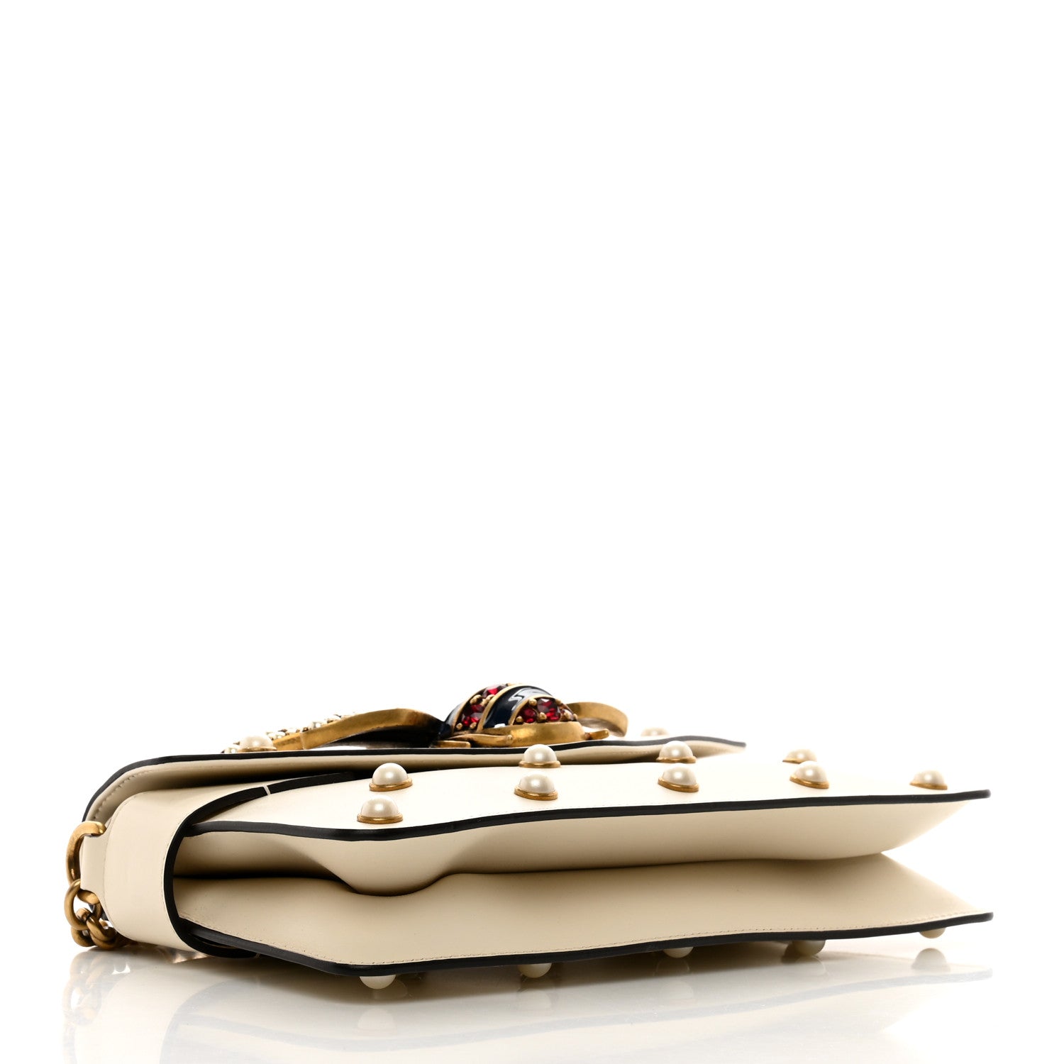 Gucci Nappa Pearl Studded Mini Queen Margaret Broadway Shoulder Bag Mystic White 4 of 11