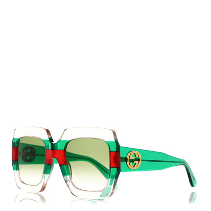 Gucci Square Web Frame GG0178S Sunglasses Green Red 1 of 8
