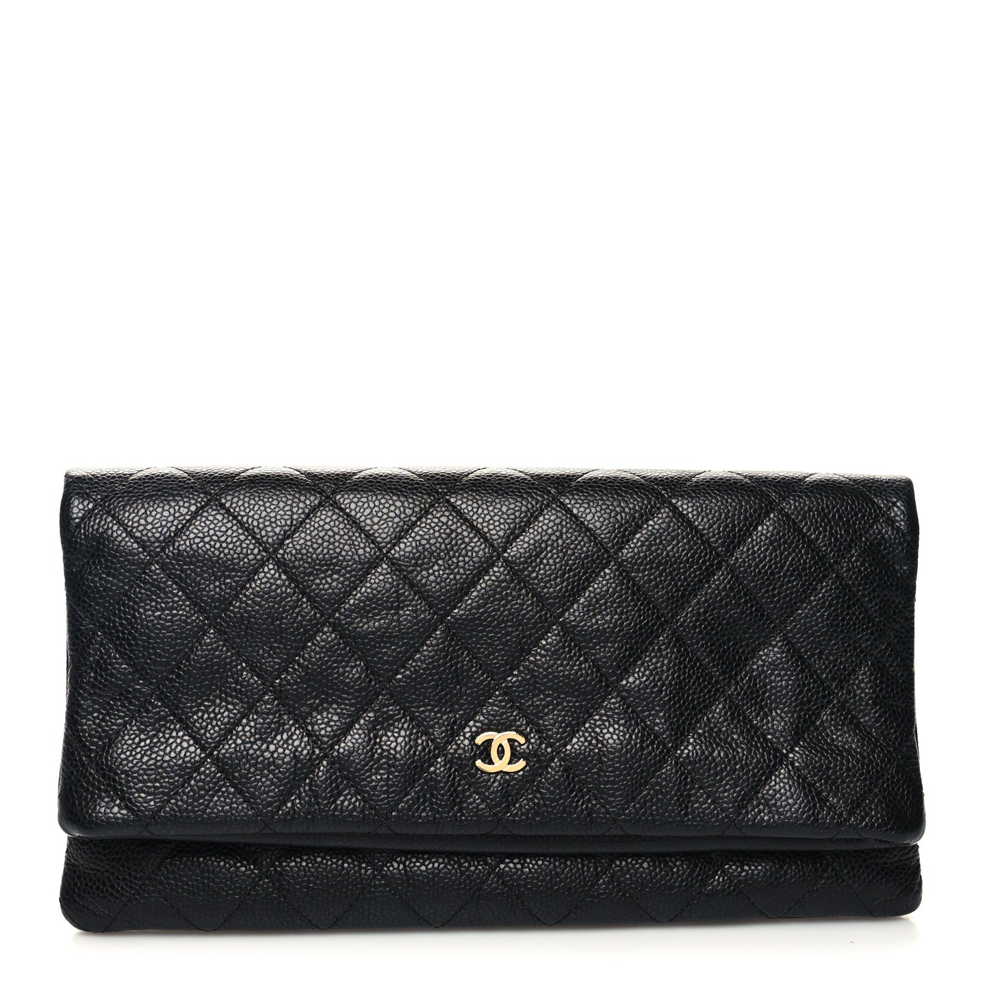 Caviar Quilted CC Beauty Clutch Black