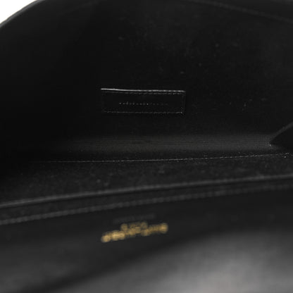 Saint Laurent SAINT LAURENT Calfskin Crocodile Embossed Monogram Cassandre Flap Pouch Black 5 of 11