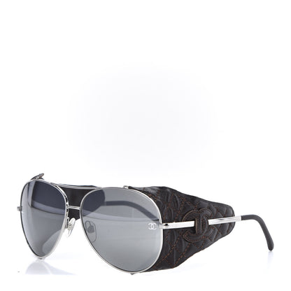 Chanel Titanium Lambskin CC Pilot Sunglasses Brown 1 of 8