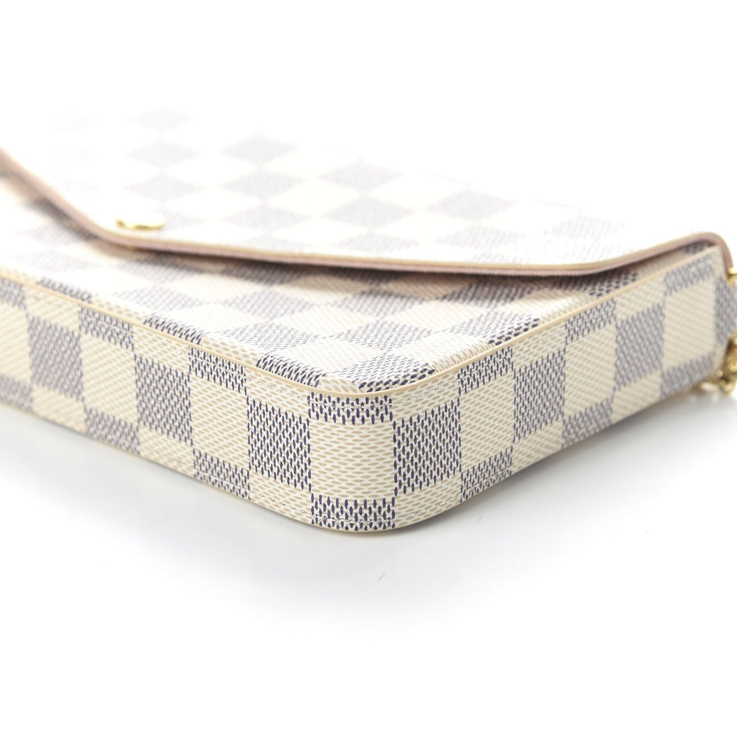 Damier Azur Pochette Felicie Chain Wallet Rose Ballerine