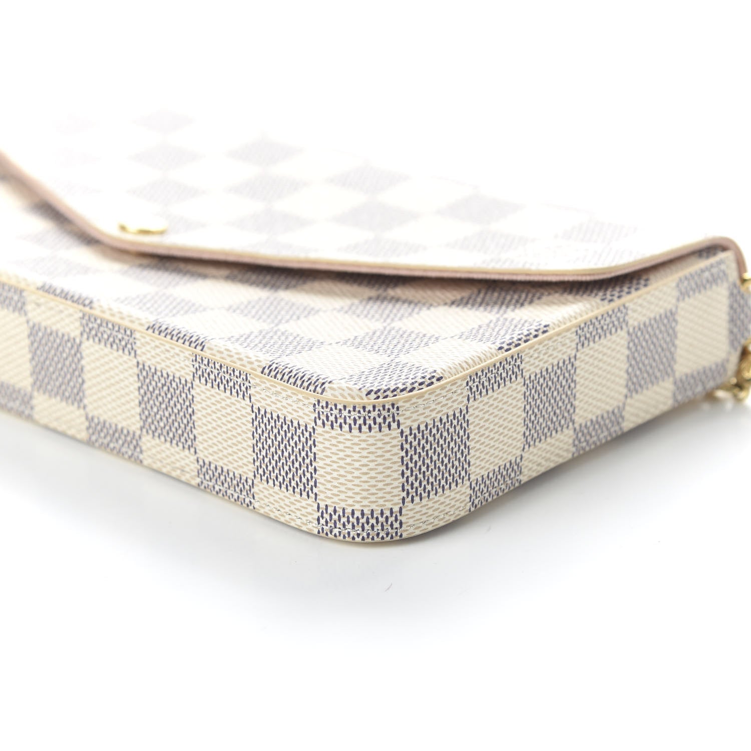 Louis Vuitton Damier Azur Pochette Felicie Chain Wallet Rose Ballerine 7 of 10