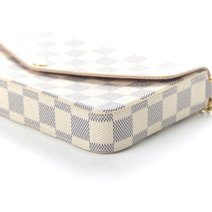 Louis Vuitton Damier Azur Pochette Felicie Chain Wallet Rose Ballerine 7 of 10