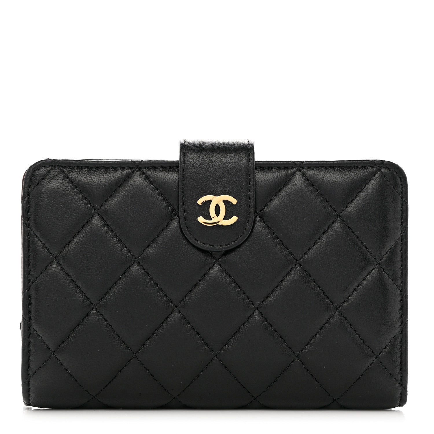 Chanel Lambskin Quilted Zipped Pocket Wallet Black 1 of 10