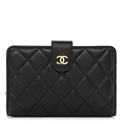 Chanel Lambskin Quilted Zipped Pocket Wallet Black 1 of 10