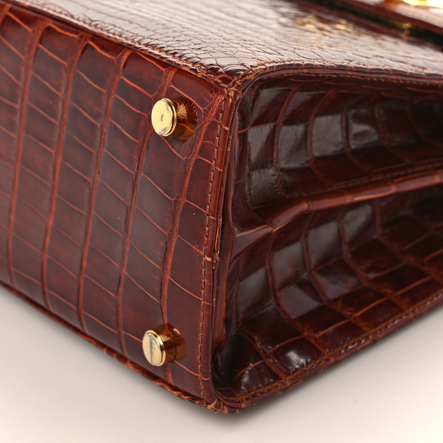 Crocodile Gancini 2-Way Top Handle Bag Brown