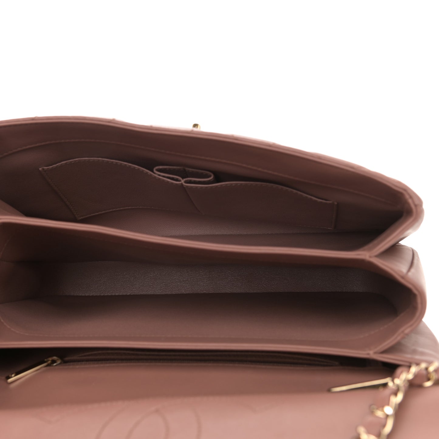 Lambskin Quilted Medium Trendy CC Flap Dual Handle Bag Nude
