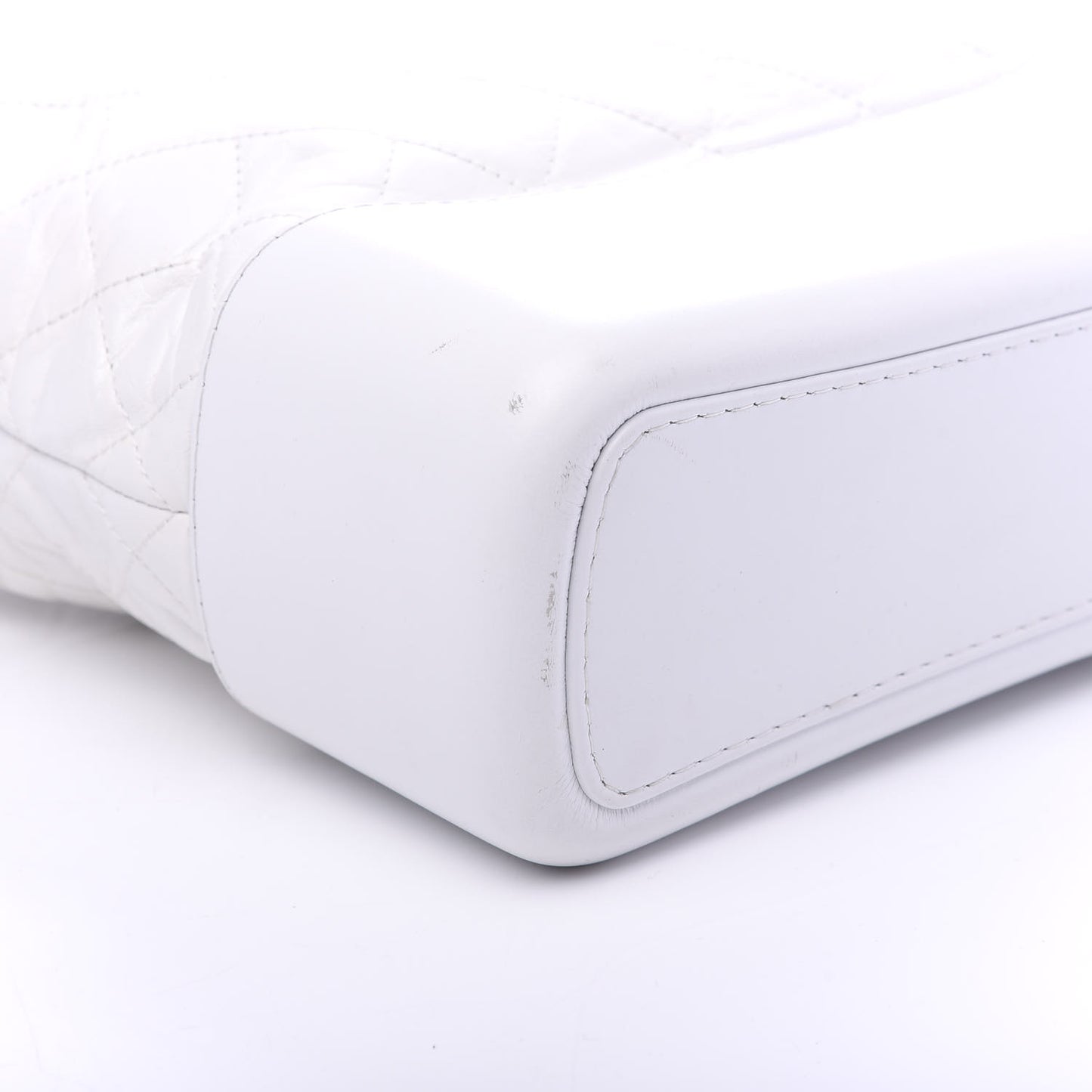 Aged Calfskin Quilted Large Gabrielle Hobo White