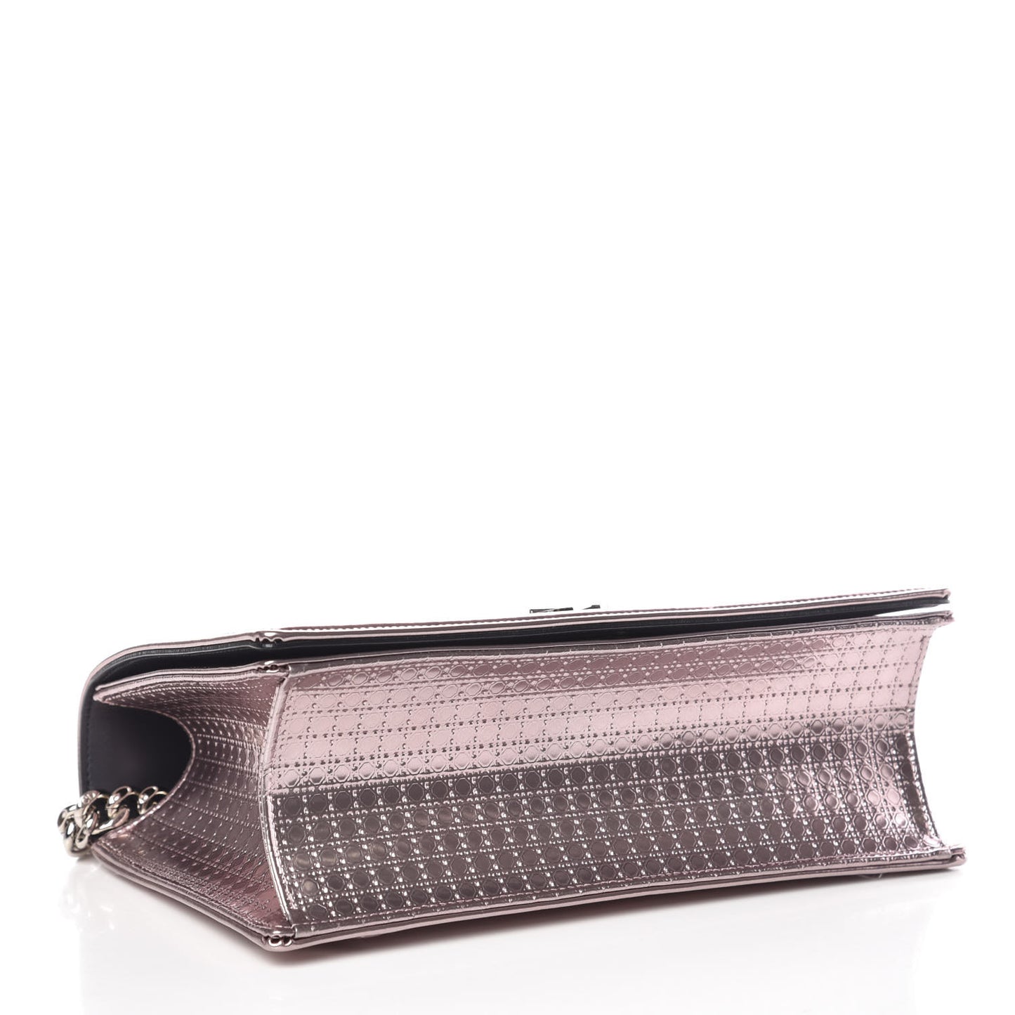 Metallic Patent Micro-Cannage Medium Diorama Flap Bag Pink