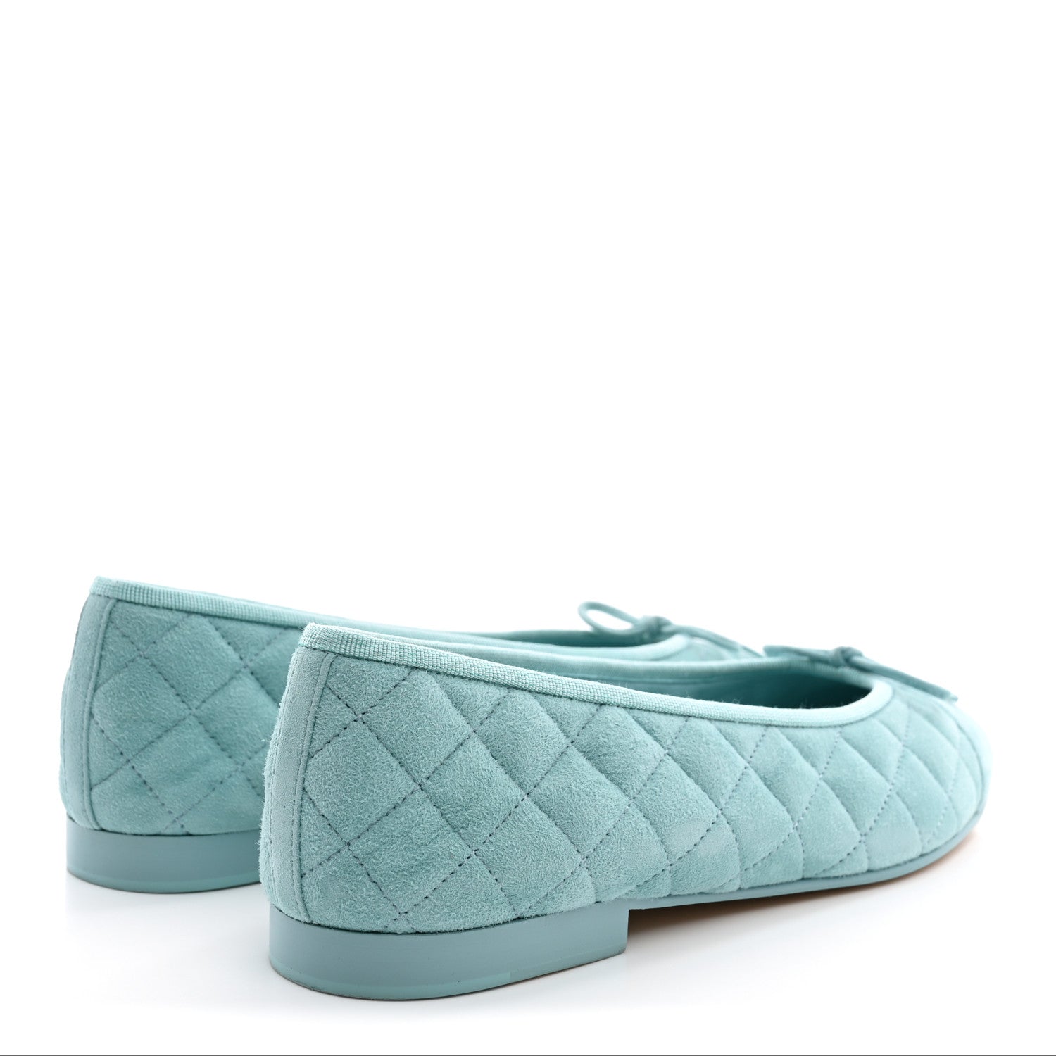 Chanel Suede Calfskin Quilted Cap Toe CC Ballerina Flats 41 Light Blue 5 of 11
