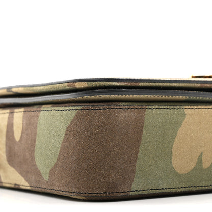 Saint Laurent Suede Monogram University Camouflage Shoulder Bag Green 8 of 10