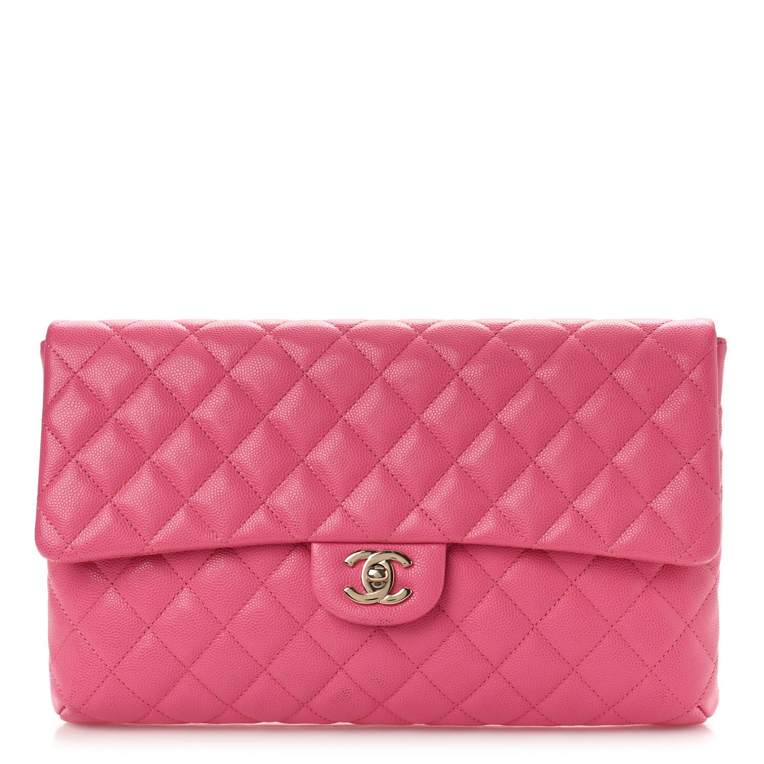 Chanel Caviar Quilted Flap Clutch Pink 1 of 10