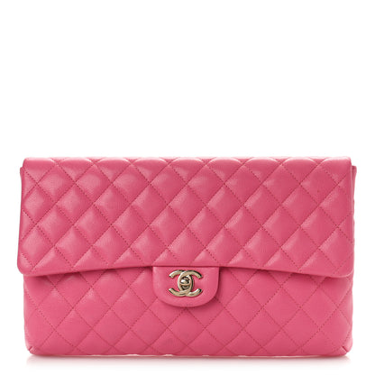 Chanel Caviar Quilted Flap Clutch Pink 1 of 10