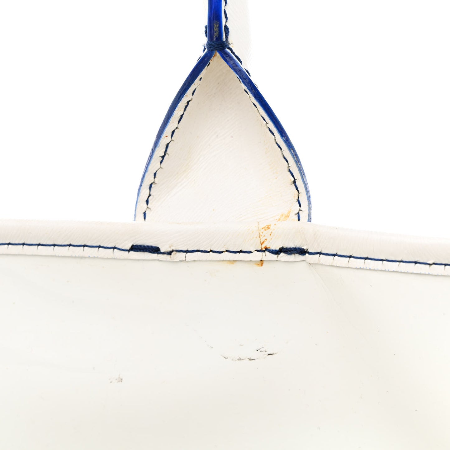 Calfskin Canvas Basket Sea Medium Tote White Blue