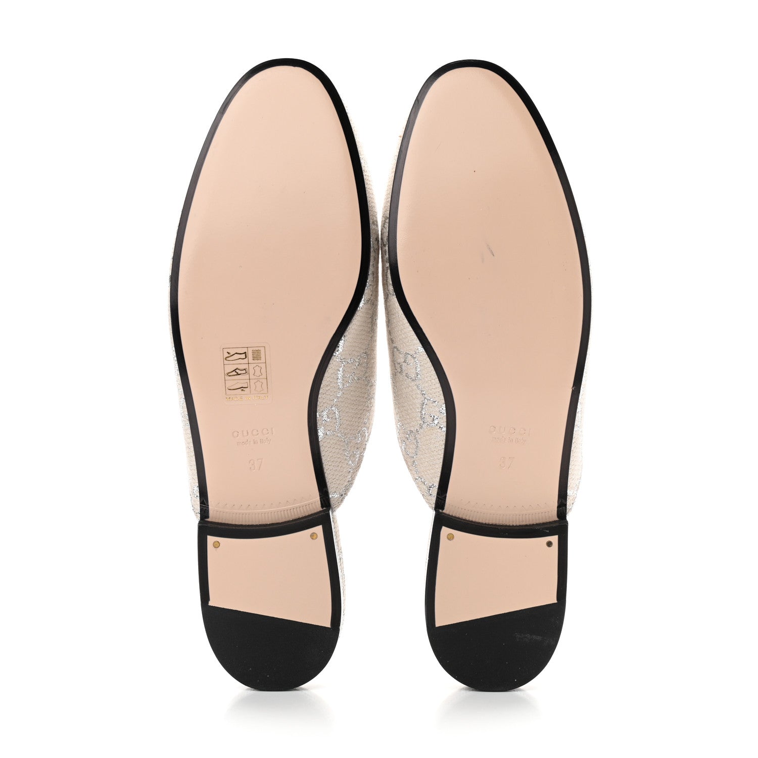 Gucci Canvas Lame GG Monogram Womens Princetown Slippers 37 Gardenia Silver 5 of 12