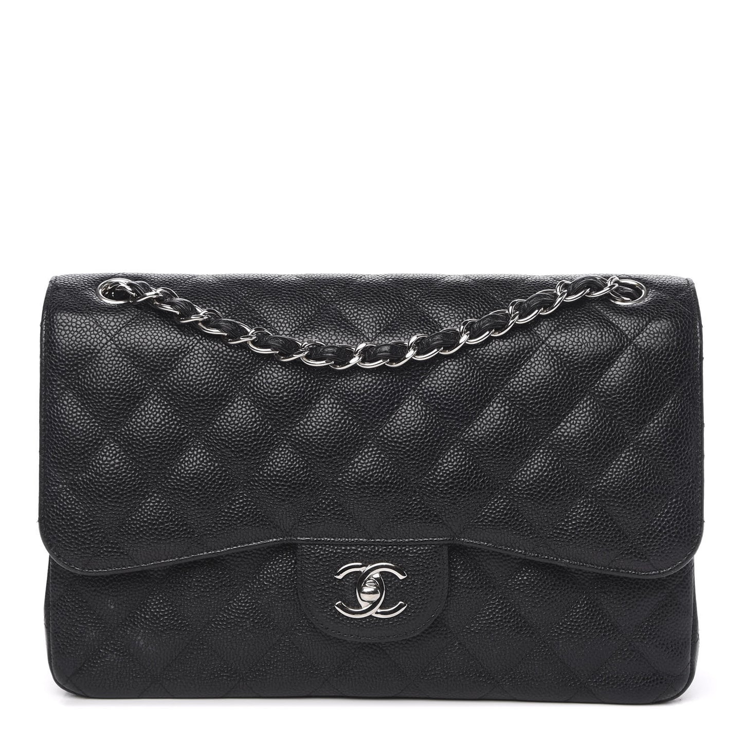 Caviar Quilted Jumbo Double Flap Black