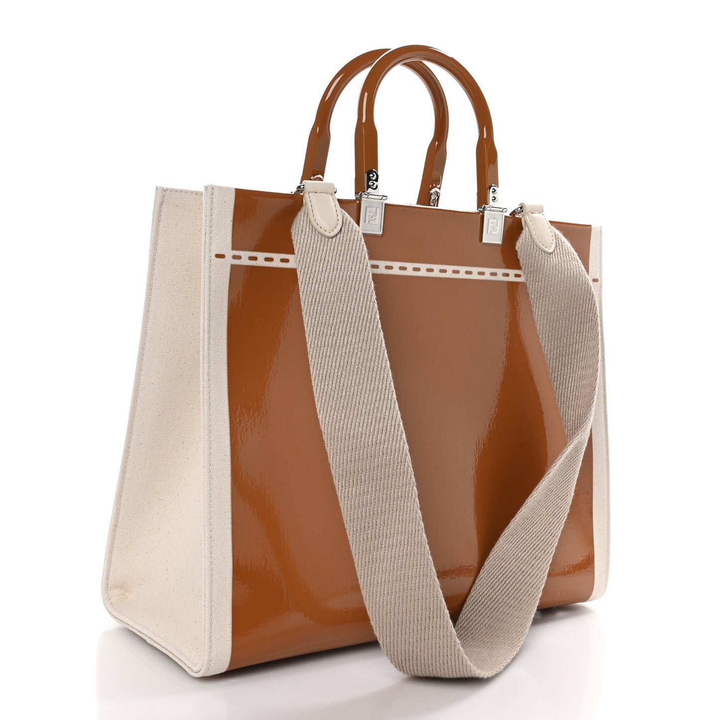 Patent Plexiglass Medium Fendi Sunshine Shopper Tote Grezzo