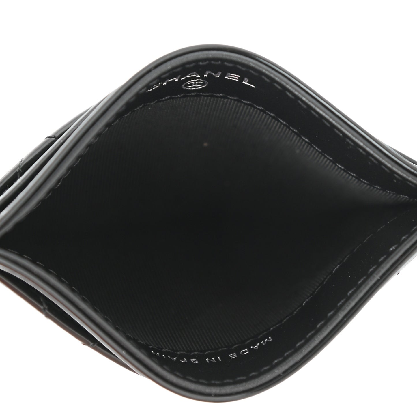 Patent Calfskin Quilted Card Holder So Black