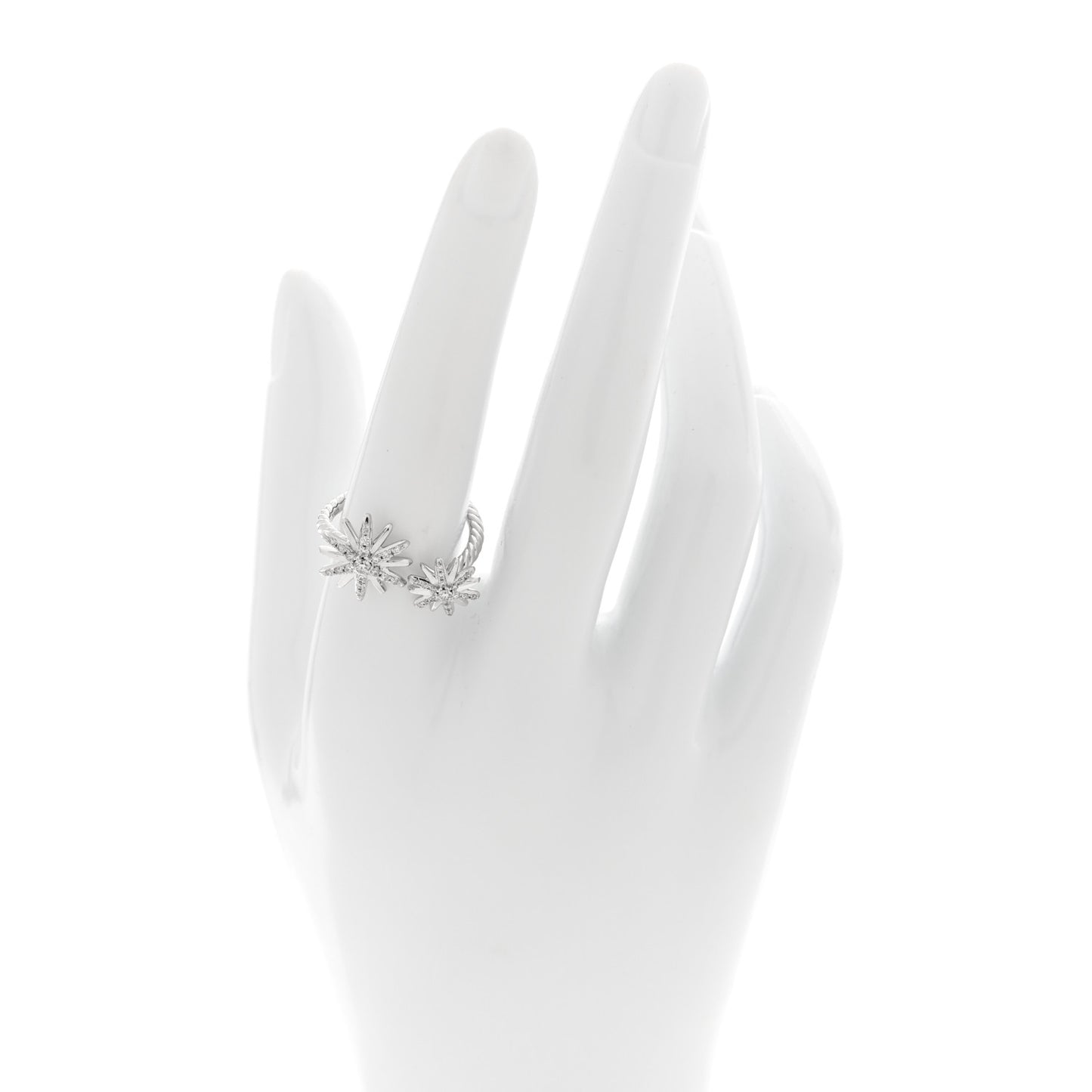 Sterling Silver Diamond Starburst Bypass Ring 53 6.5