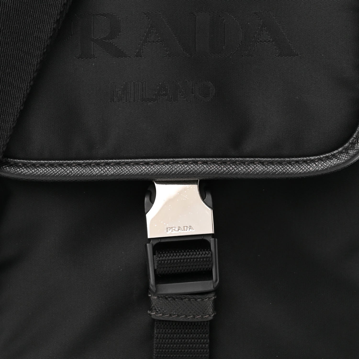 Prada Tessuto Nylon Saffiano Logo Messenger Bag Black 8 of 11