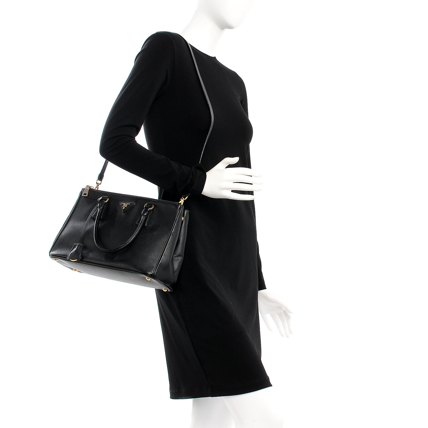Prada Saffiano Small Galleria Double Zip Tote Black 3 of 15