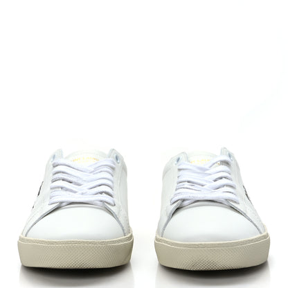 Saint Laurent Calfskin Embroidered Mens Court Classic Sneakers 39 White Black 3 of 11