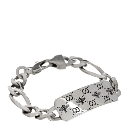 Gucci Sterling Silver GG Bee ID Chain Bracelet 1 of 3