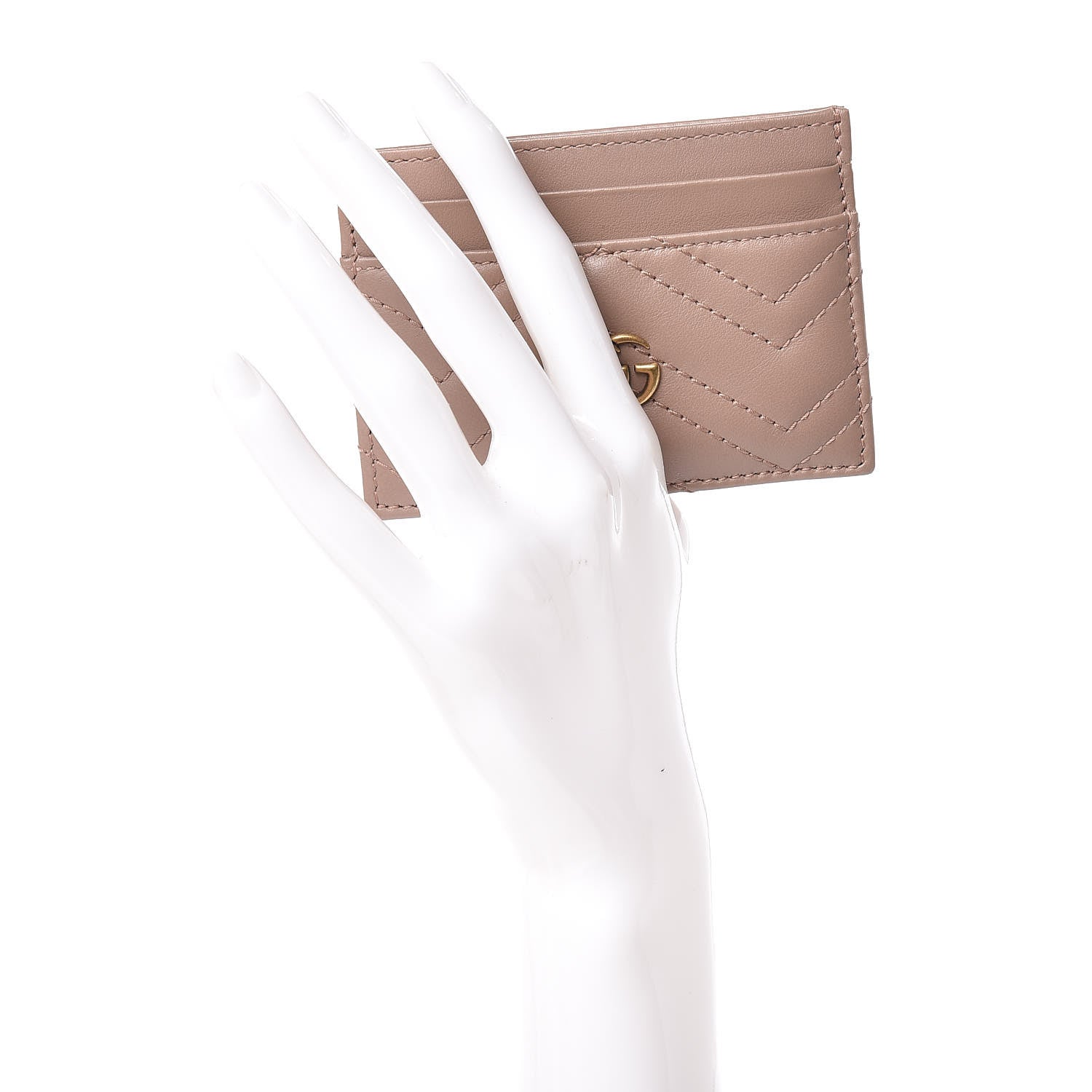 Gucci Calfskin Matelasse GG Marmont Card Holder Porcelain Rose 2 of 7