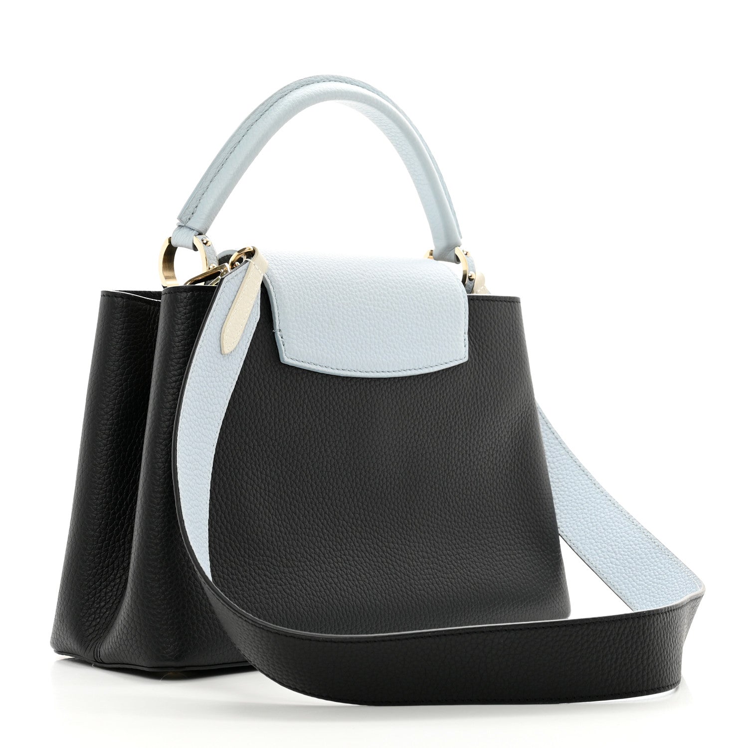 Louis Vuitton Taurillon Capucines MM Black Blue White 3 of 10