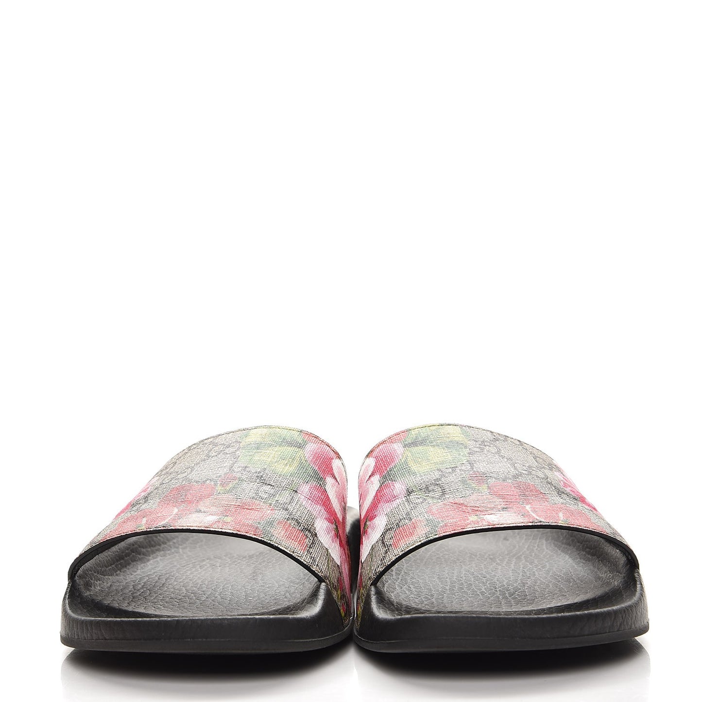 GG Supreme Monogram Blooms Slide Sandals 41 Beige Multicolor