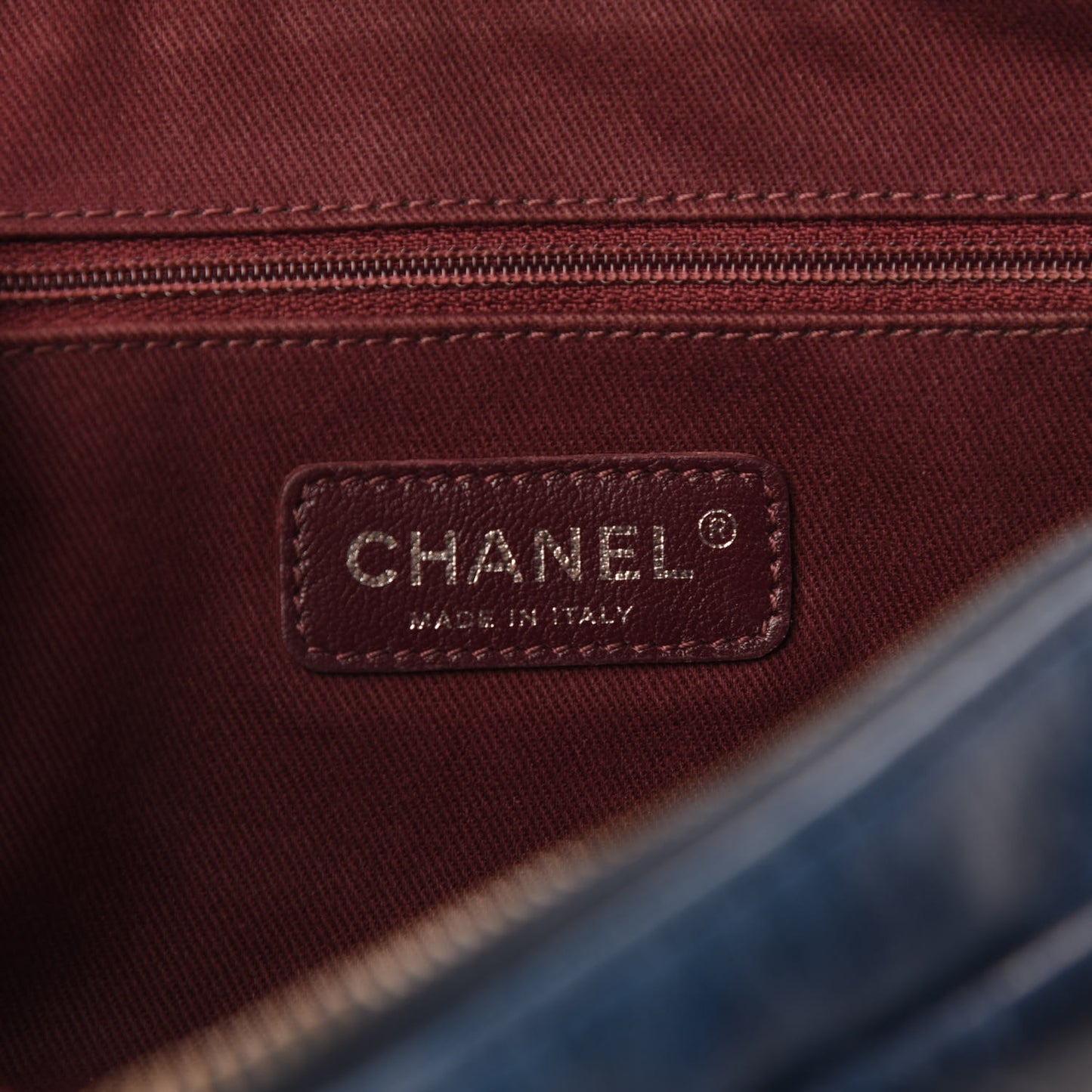 Glazed Calfskin Quilted Medium Duo Color Flap Blue