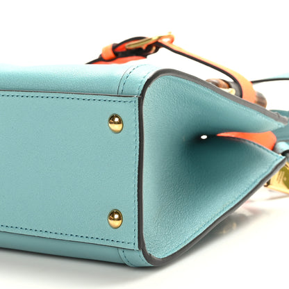 Gucci Wonka Grain Calfskin Mini Diana Tote Bag Dusty Azure Orange Fluo 10 of 11