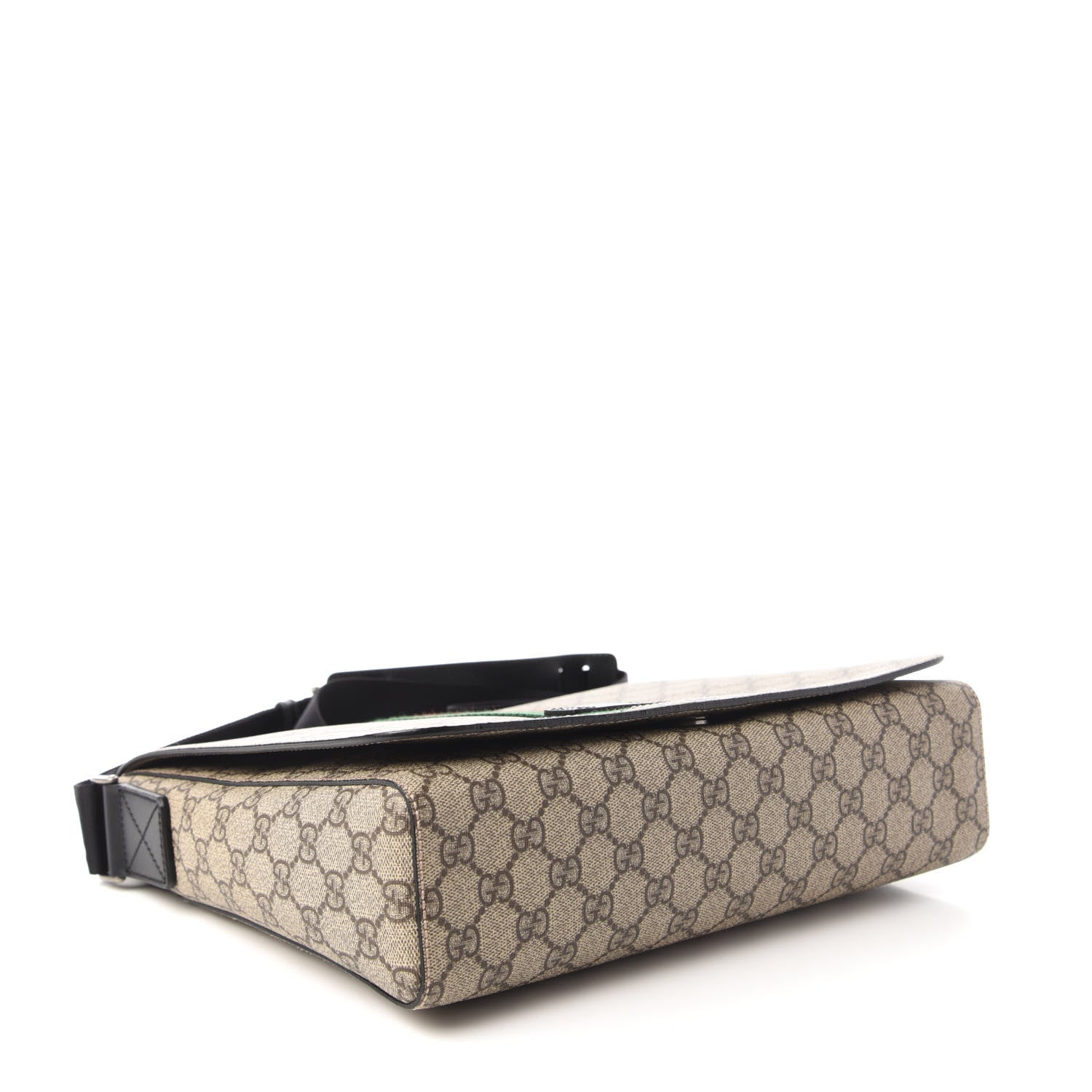 Gucci GG Supreme Monogram Web Flap Messenger Bag Black 4 of 10