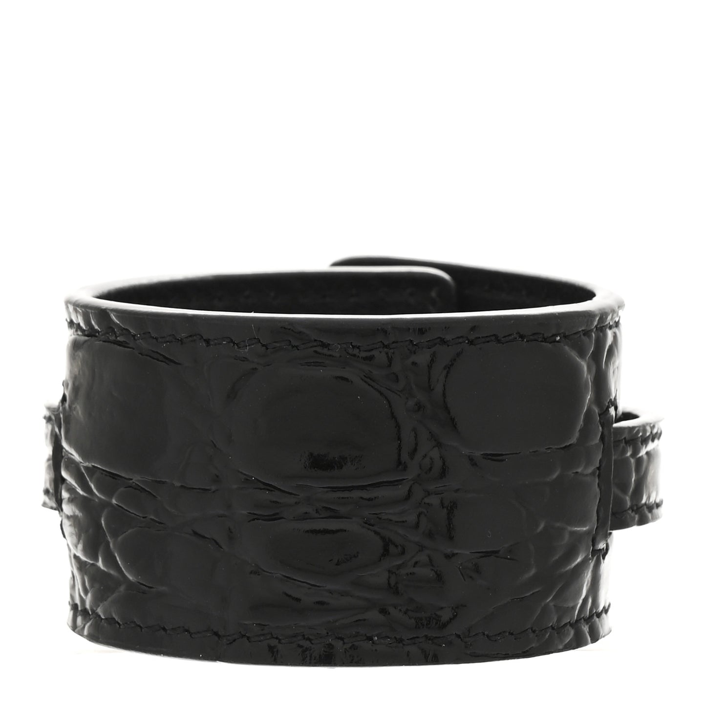 Calfskin Crocodile Embossed Bracelet S Black