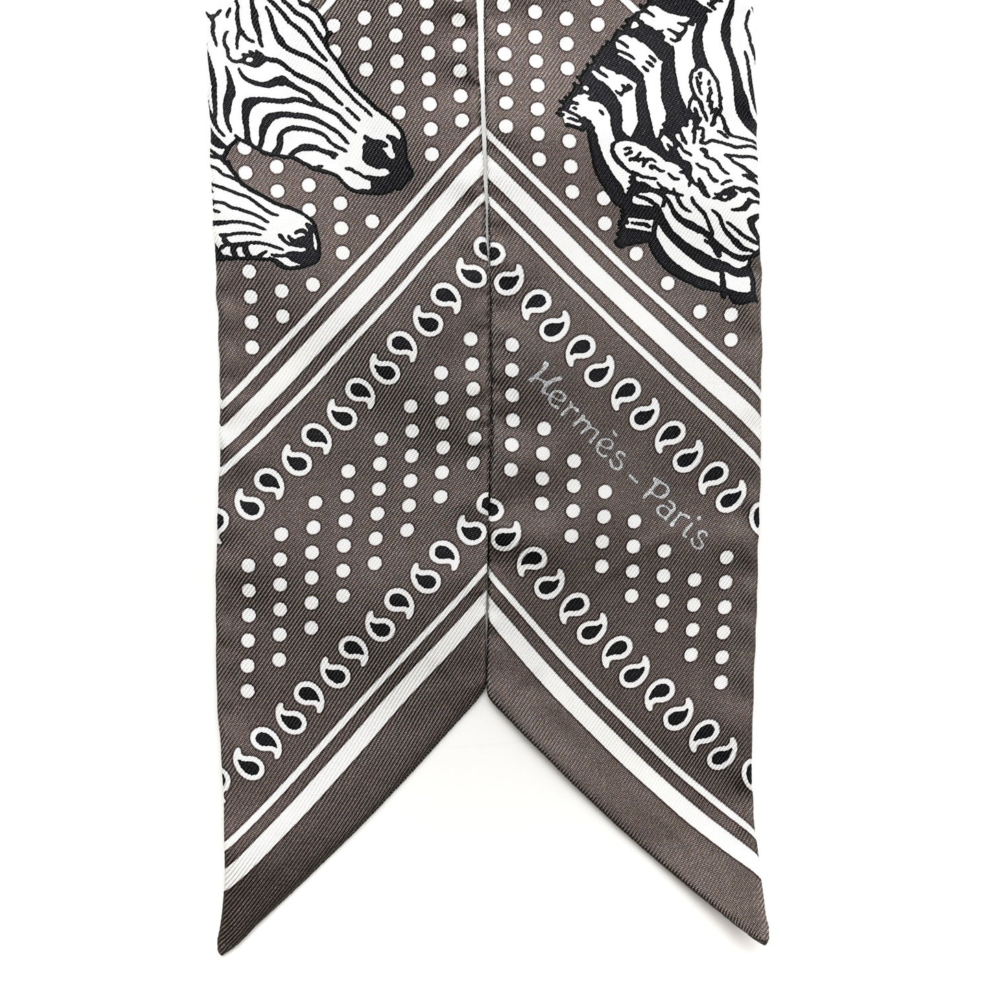 Silk Les Zebres Twilly Gris Taupe Black White