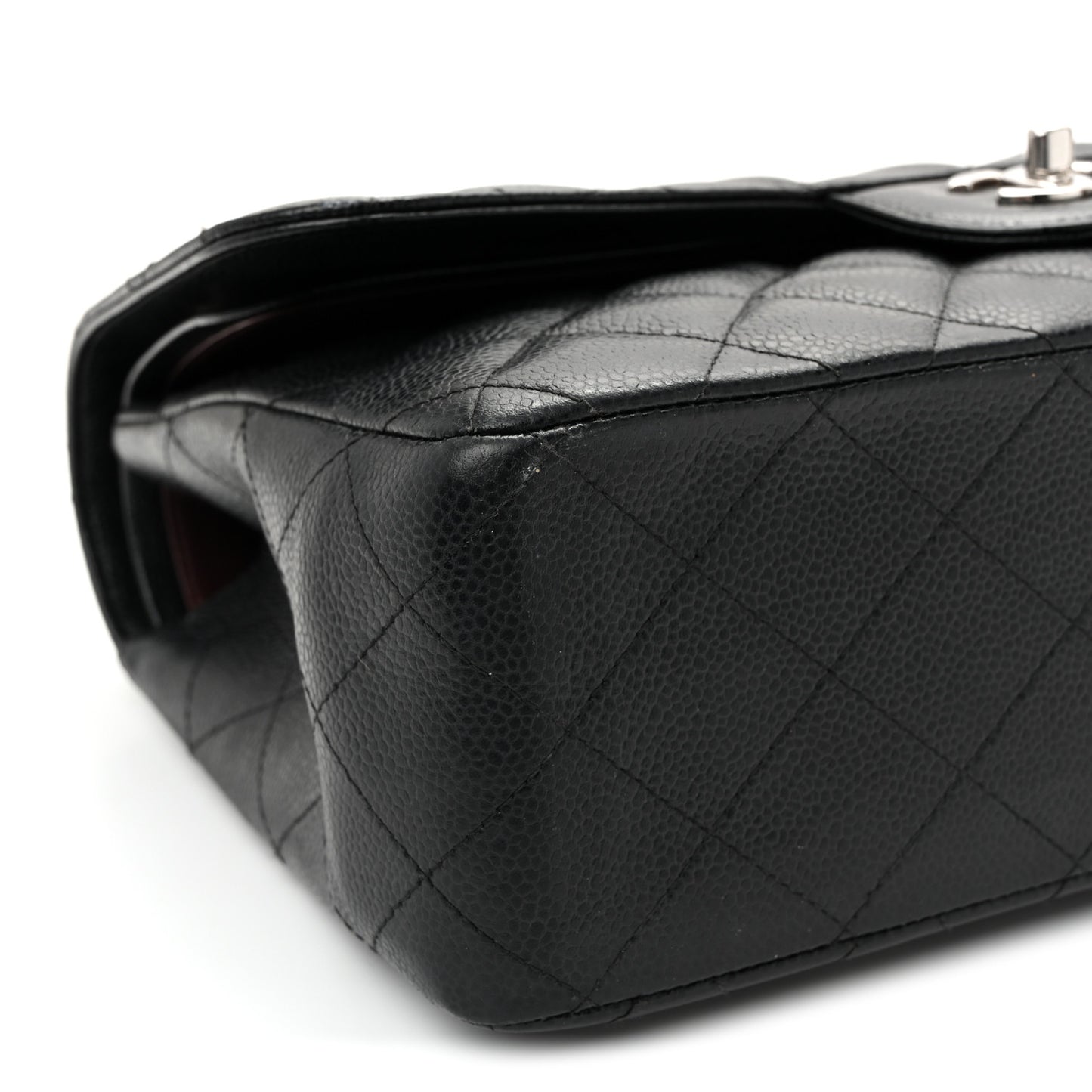Caviar Quilted Jumbo Double Flap  Black