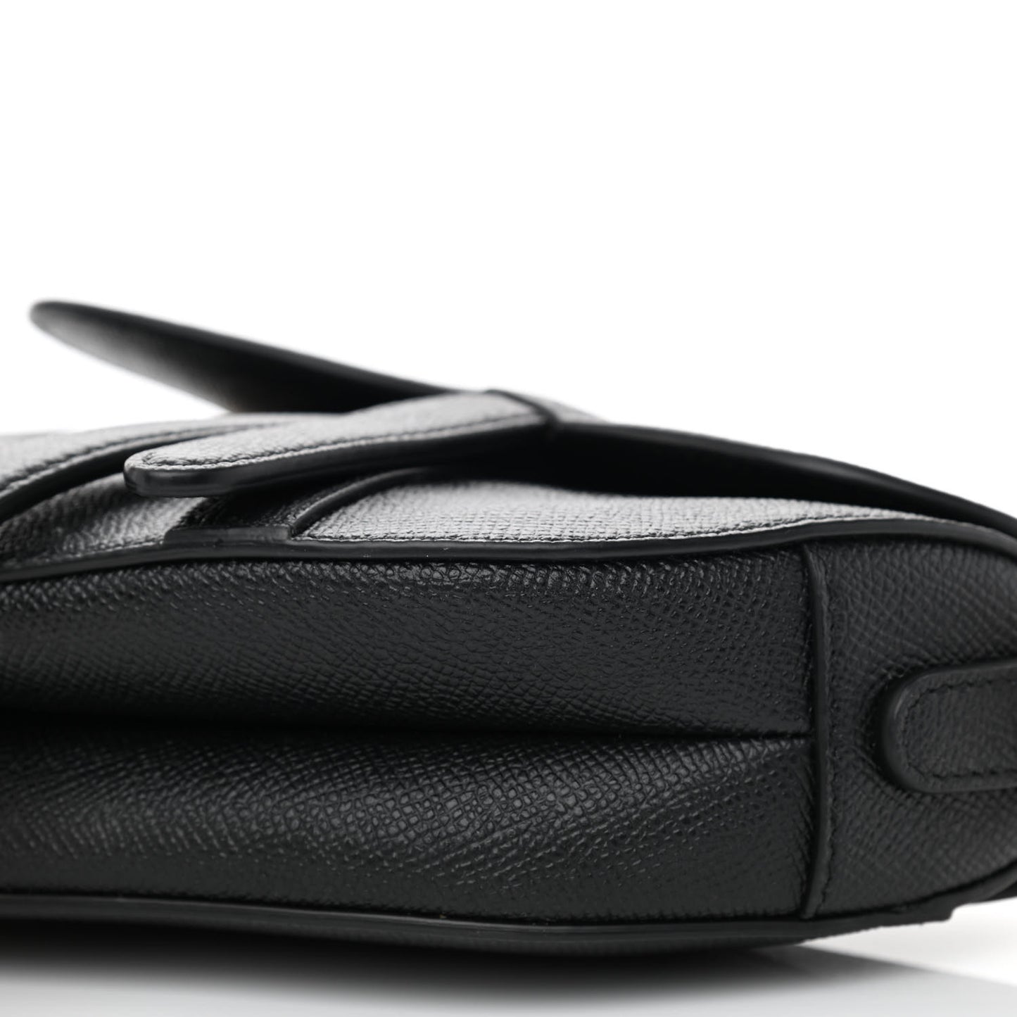 Grained Calfskin Mini Saddle Bag Black