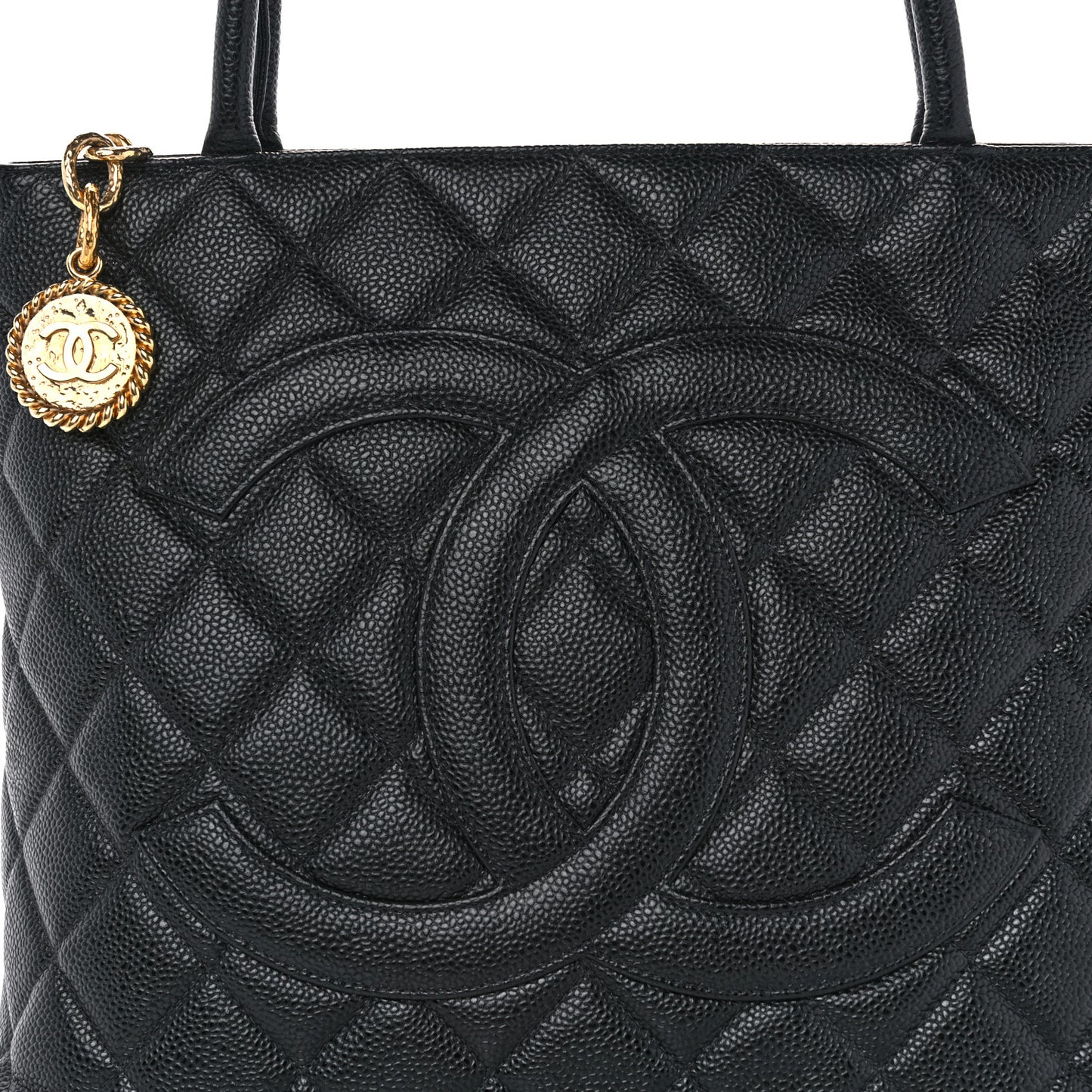 Caviar Quilted Medallion Tote Black