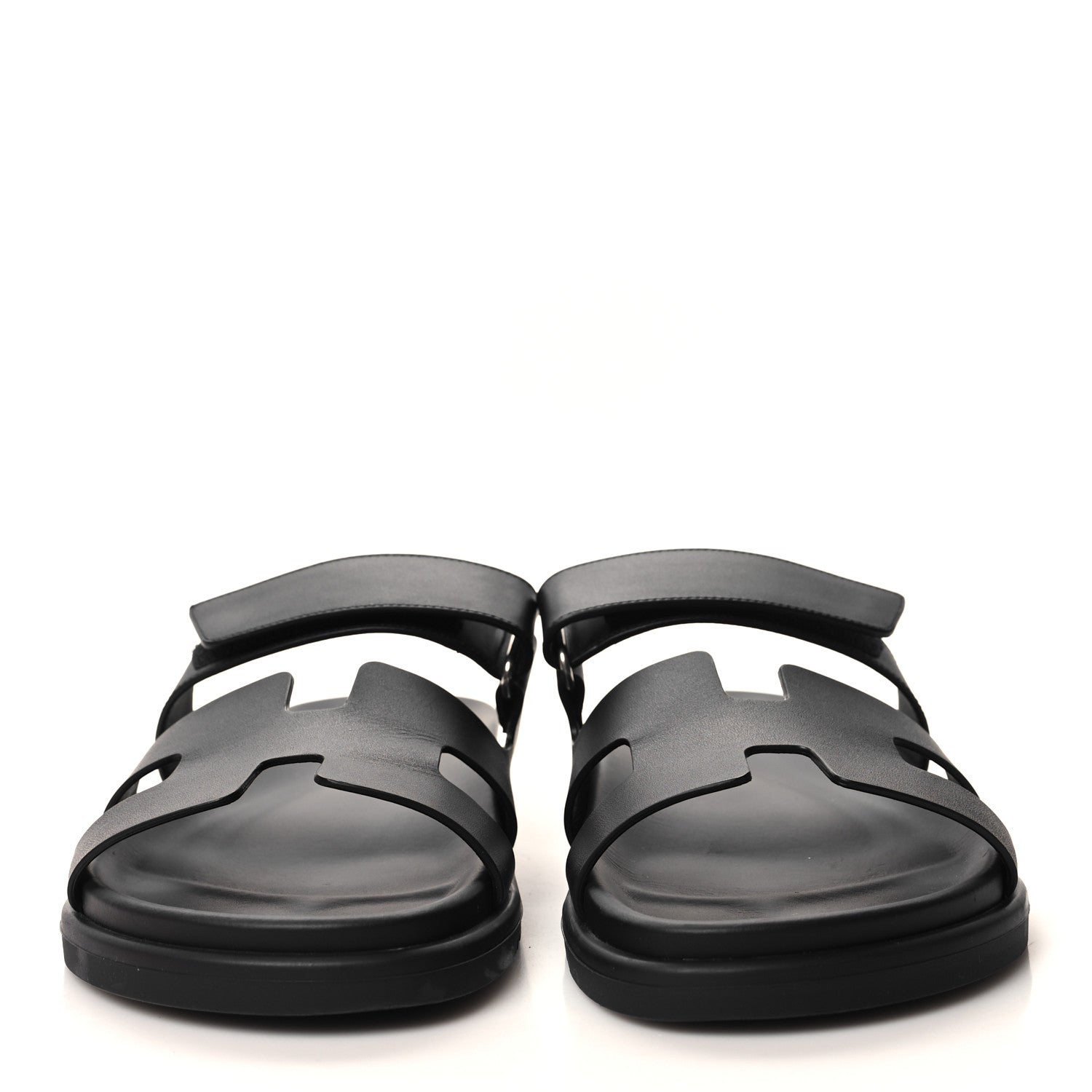 Hermes Calfskin Womens Chypre Sandals 39.5 Black 2 of 9