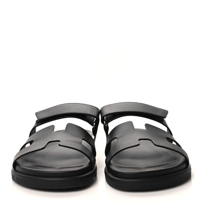 Hermes Calfskin Womens Chypre Sandals 39.5 Black 2 of 9