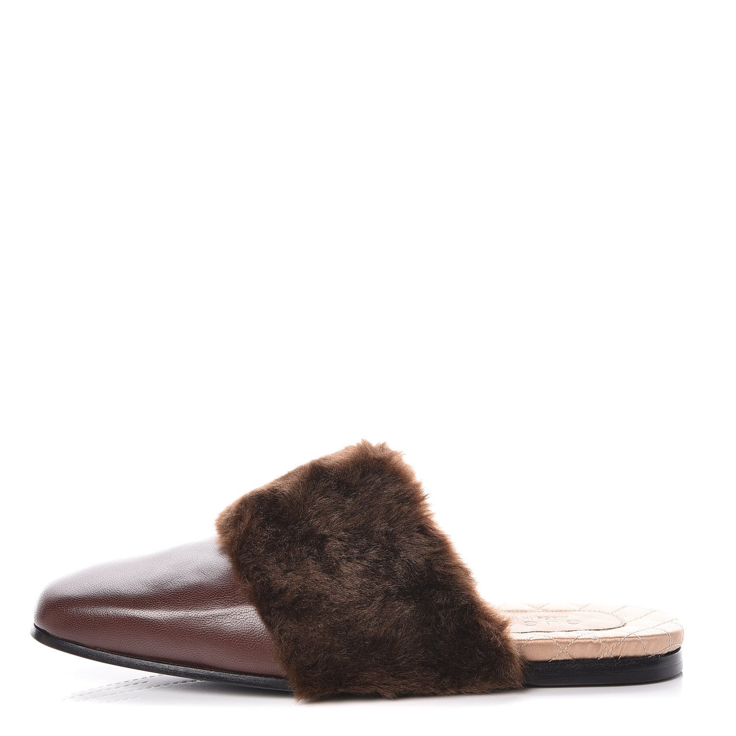 Calfskin Faux Fur Mens Lawrence Slippers 8 Scan Brown
