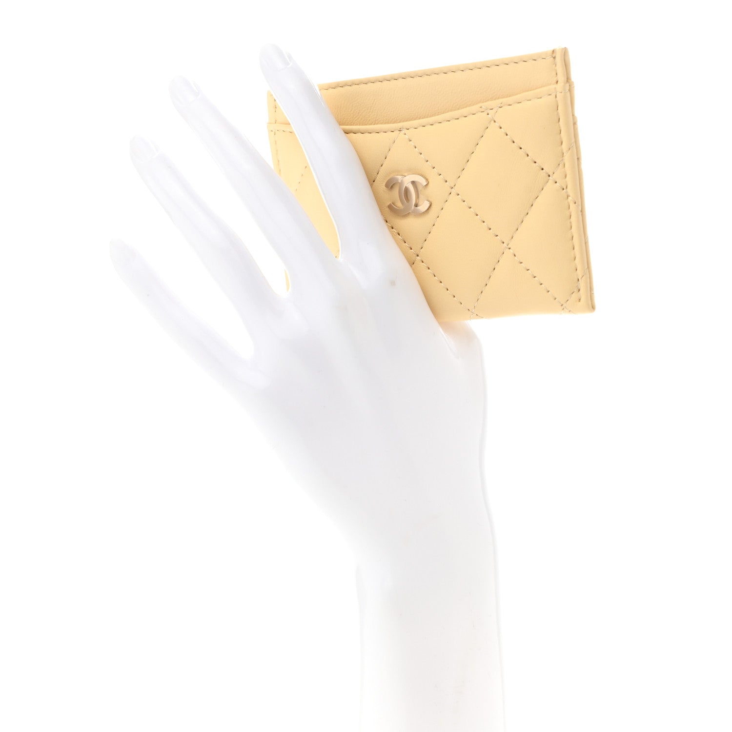 Chanel Lambskin Quilted Card Holder Yellow 2 of 9