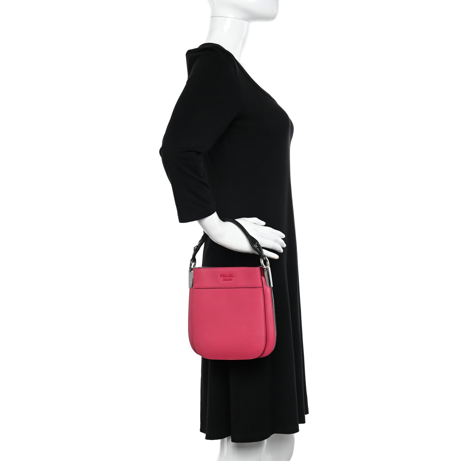 Prada City Calfskin Small Margit Bag Magenta Black 2 of 10