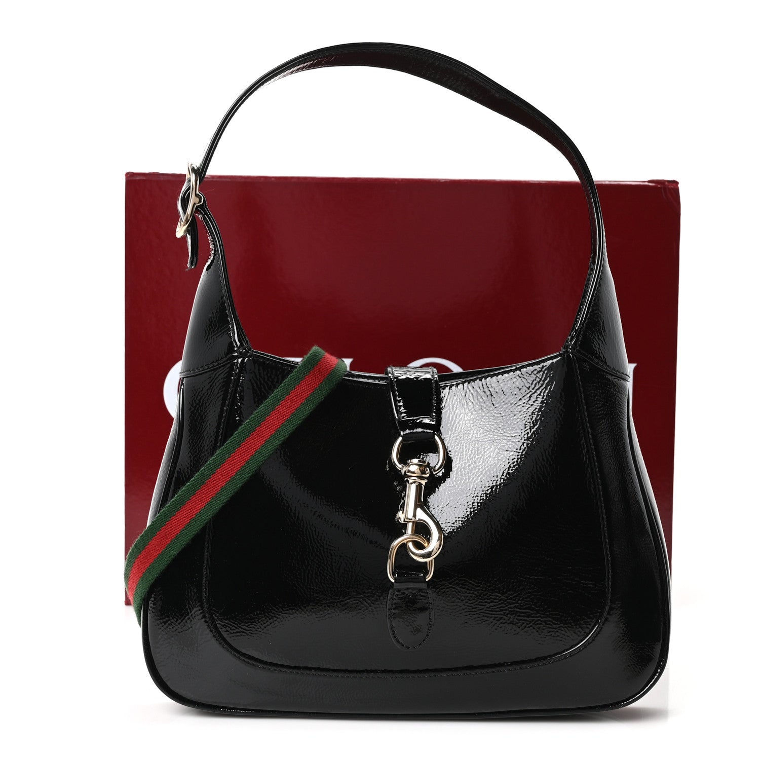Gucci Patent Calfskin Small Jackie Shoulder Bag Black 11 of 11